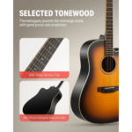 Donner DAG-1CS Acoustic Guitar Full Size Cutaway Mahogany + Bag - Image 4